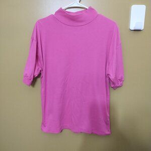 VTG 90s Allison Smith Short Sleeve Mock Neck Cotton Blend Sweater S Barbie